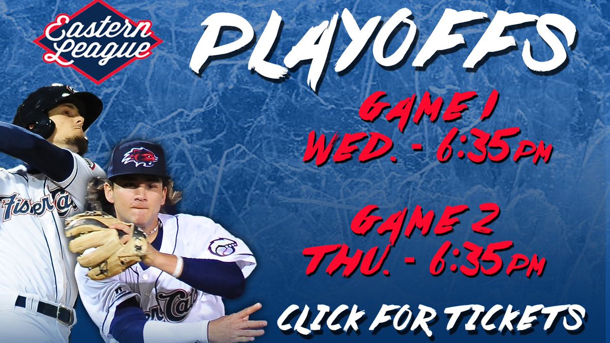 FisherCats's tweet photo. It's playoff time! Our home dates are set, and tickets are ON SALE NOW:
Game 1: Wed. (6:35 pm): https://t.co/dtzmg1WWsy
Game 2: Thu. (6:35 pm): https://t.co/VNFbBJDkjX
#FerociousFinale https://t.co/00lu2ltF3a