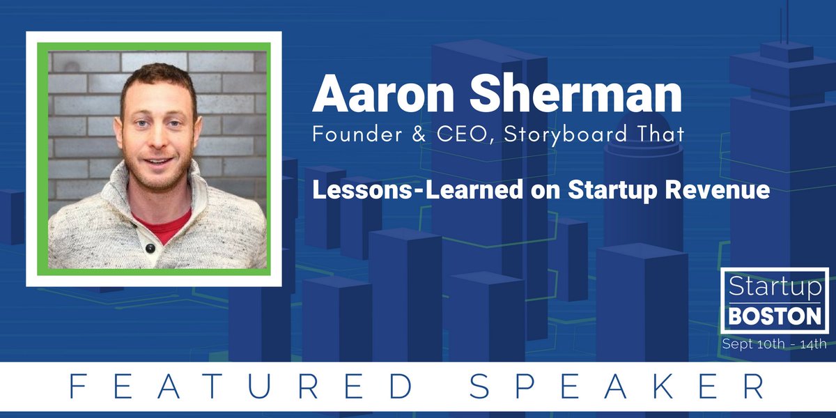 Going to #StartupBOS this year? Come check out my session “Lessons-Learned on #StartupRevenue” on September 14th at 8:30am. Get your tickets here: ow.ly/PKZF30lnJBj 

<a href="/StartupBOSorg/">Startup Boston</a> @CICBoston