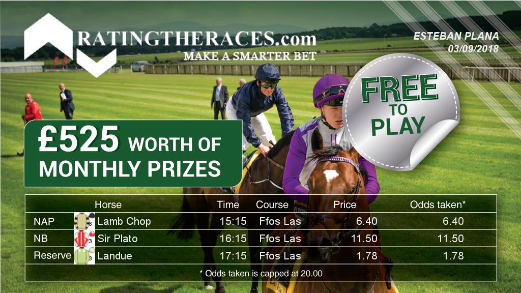 sherlock_picks's tweet photo. My #RTRNaps are Lamb Chop @ 15:15 &amp; Sir Plato @ 16:15 - Sponsored by @RatingTheRaces https://t.co/hQ0zdF4bVR