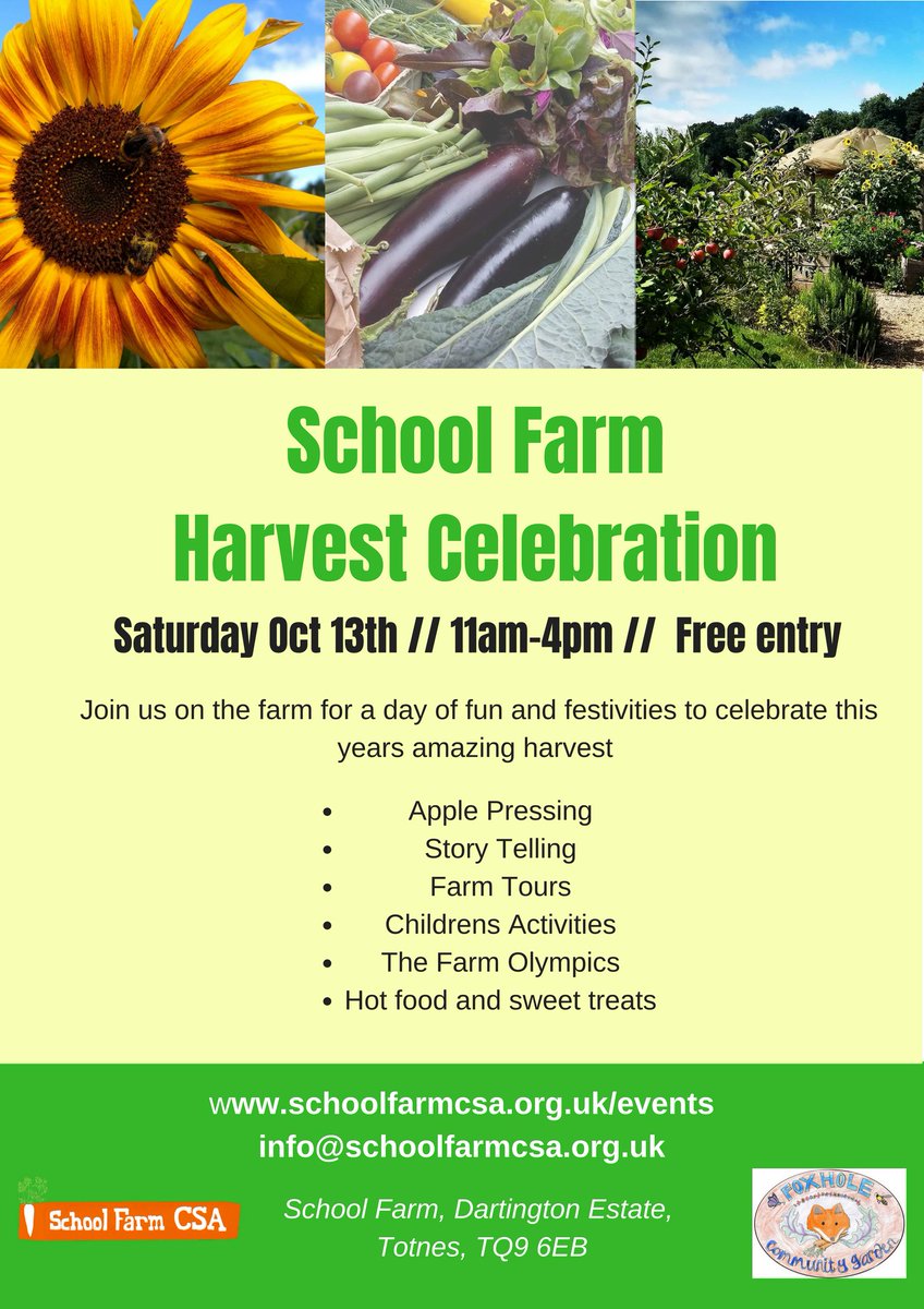 SchoolFarmCSA's tweet image. Come and join us and @FoxholeCommGard for autumnal harvest festivities next month!

#Autumniscoming #embracethechange