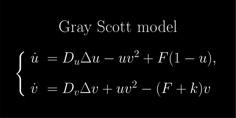 Fermat S Library The Gray Sott Model Predicts The Concentration Of 2 Substances Based Upon The Substances Diffusion Feed Removal And A Reaction Rates It Models The Underlying Process Of A Chemical