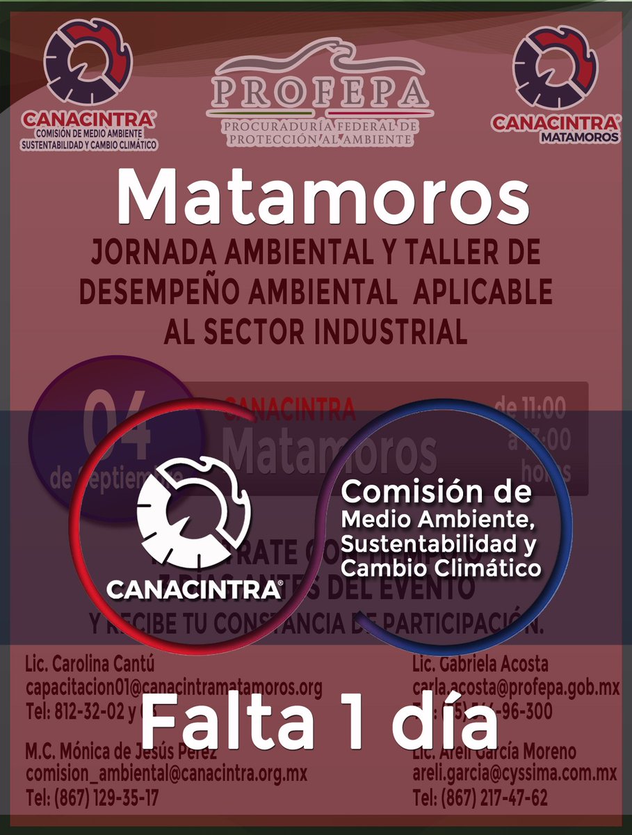 ComisionMedio's tweet photo. !!!Amigo empresario nos dará mucho gusto contar con su presencia¡¡¡

Se llevará a cabo en las instalaciones de @CANACINTRAmat , este martes 04 de septiembre de 11:00 a 13:00 hrs.
Contactanos vía WhatsApp y haz tu registro al teléfono: (044)867 217 47 62 https://t.co/DFwYdlzgBP