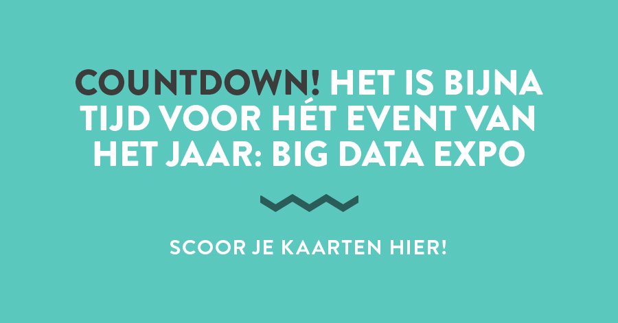 Countdown! 19 en 20 september is het zover: de vierde editie van de Big Data Expo. Hét Big Data event van het jaar. Scoor je gratis kaarten hier: bit.ly/2ItBO3c #countdown #bde2018 #scoorjegratiskaarten