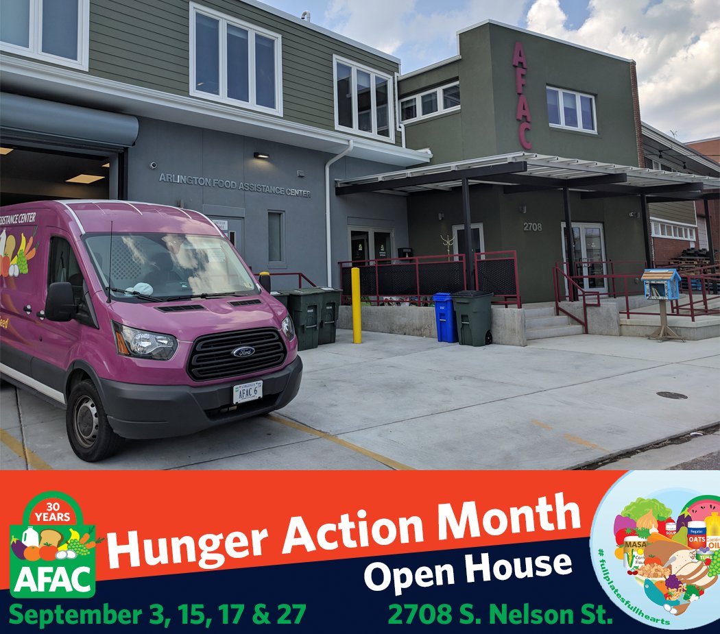 AFACfeeds's tweet photo. Open House at AFAC today at 2pm! Come by and see how we serve 2,300+ families every week with supplemental groceries here in Arlington. https://t.co/iYti9B5L4h #hungeractionmonth #afacHAM #openhouse #dcevents #fullplatesfullhearts https://t.co/TAsROUxYUN