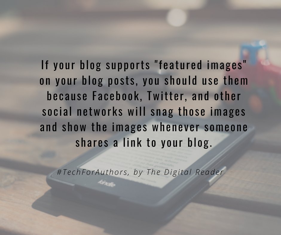 inkbitspixels's tweet photo. If your blog supports "featured images" on your blog posts, you should use them because Facebook, Twitter, and other social networks will snag those images and show the images whenever someone shares a link to your blog.
#TechForAuthors https://t.co/izrrQxzkOi