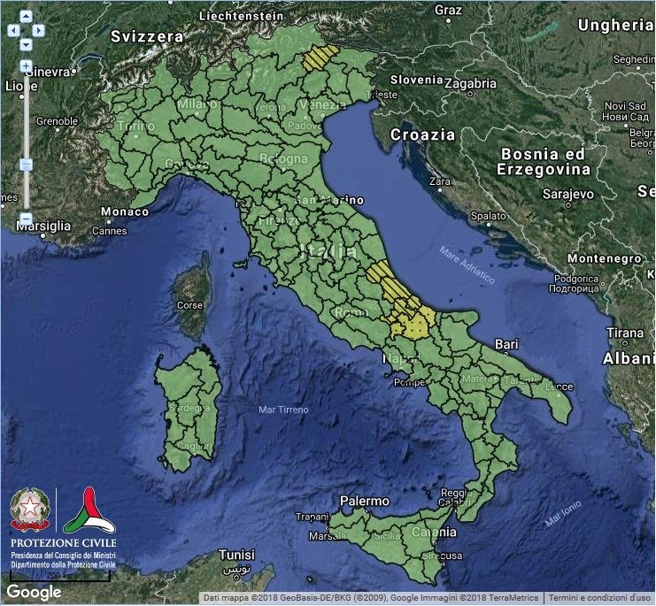 Allerta gialla domani, martedì 4 settembre, in Abruzzo, Molise e Veneto.