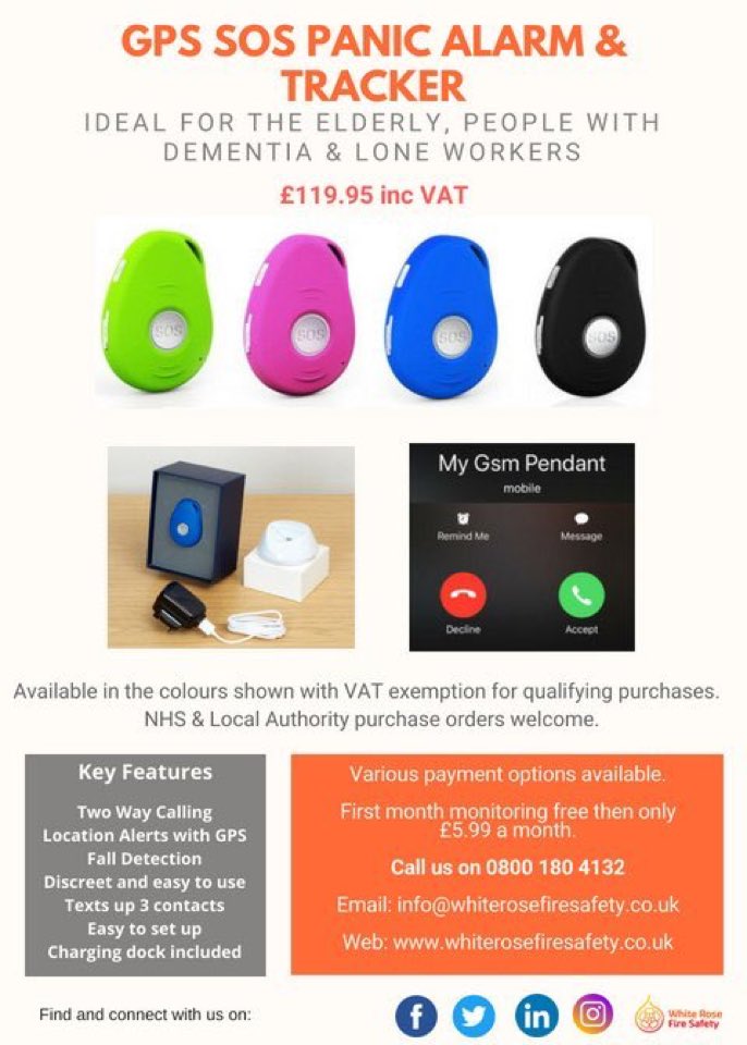 We are now stocking personal GPS alarms! Ideal for the elderly, people with dementia, those living alone & lone workers!  Allows you to track the exact location and provides 2 way calling! Contact us for full details @doncasterccg #PersonalAlarm @rdash_nhs @NHSEngland @Doncaster