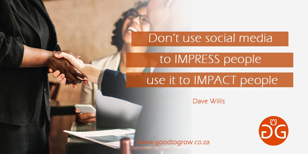 GoodToGrowSA's tweet photo. Use your social media channels to make a difference im the lives of others. Offer value to your audience and they will return again and again. #socialmediatips https://t.co/t28vjv1QsR