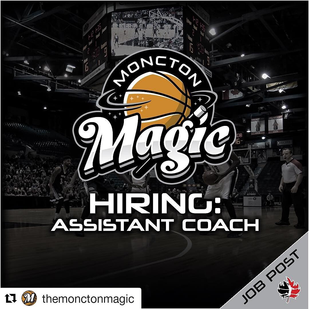 CoachSalerno1's tweet photo. Accepting resumes until Friday, Sept 7th. Min 2-3 years at NCAA, CIS or professional level required. Experience in film editing software (Synergy) and individual skills training a plus! Email resume and cover letter to j.salerno@monctonmagic.ca @CanBallReport @NBLCanada 🏀🇨🇦🏆 https://t.co/ZfBTi6fMBC