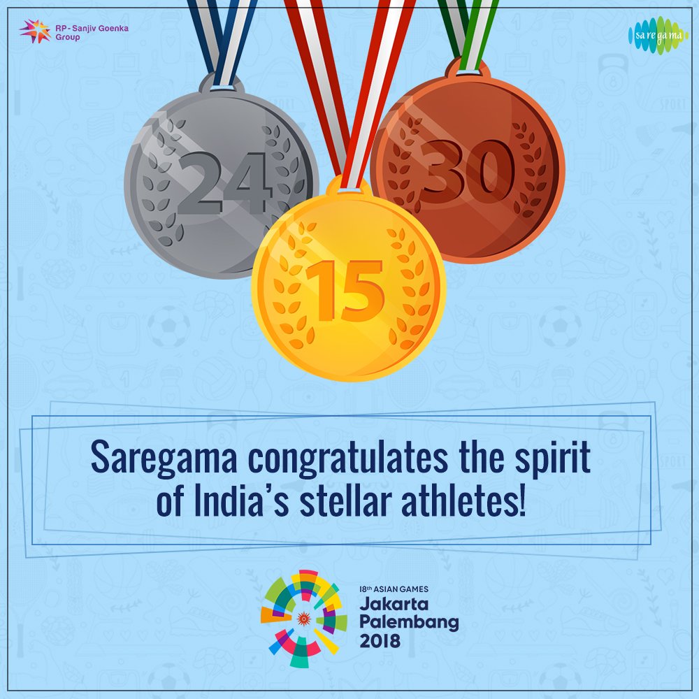 saregamaglobal's tweet photo. Making the entire nation roar in unity, the numerous victories of our athletes make our chest swell with pride! ❤️

#AsianGames2018 #AsianGames #IndiaAtAsianGames https://t.co/SsJbNTRIn8