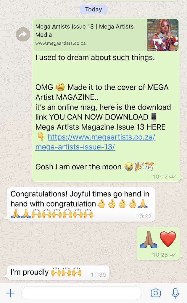 lethaboLejoy's tweet photo. DOWNLOAD๐ฑand tag me
Mega Artists Magazine Issue 13 HERE ๐ https://t.co/dYkVoBZXYB #talktomelejoy #GirlsTalkZA https://t.co/qOLjihqfTy