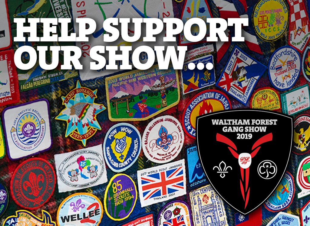 WFGangShow's tweet photo. Do you have any spare Scout badges lurking around in cupboards or drawers?
Now is the time to declutter!
Donate your unwanted badges to the Waltham Forest Gang Show and we will sell them, with all proceeds going towards the cost of putting on the show. 🎭#wfgs2019 #wfgangshow https://t.co/7BV2Otnk30