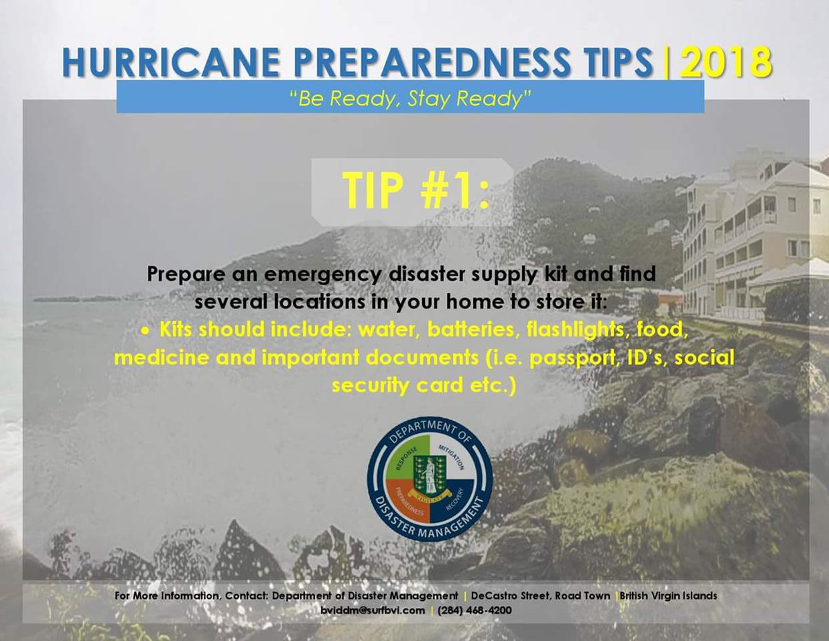 BVIDDM's tweet photo. Are you prepared this Hurricane Season? Here's Tip #1 of our hurricane preparedness series! #BeReady #StayReady #PreparednessisKey #BVIDDM #HurricanePrep https://t.co/1YJ3uXfBck