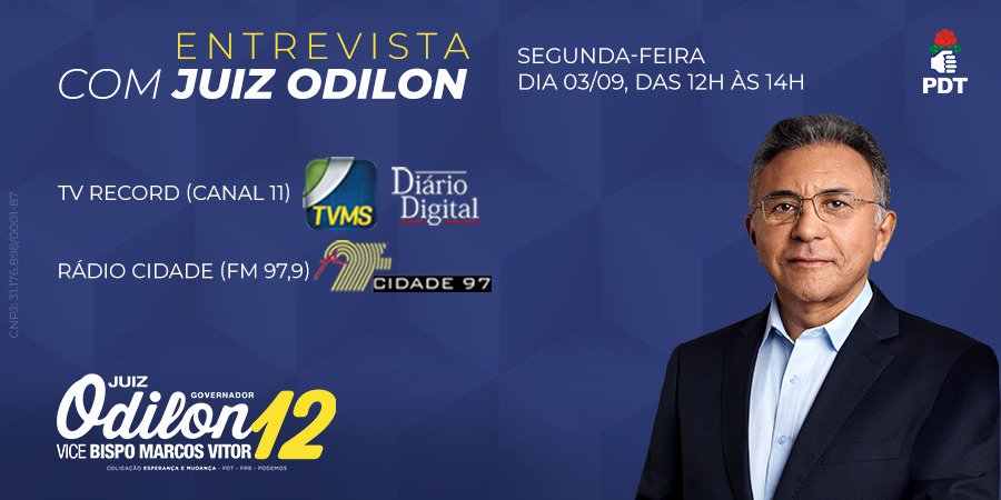 juiz_odilon's tweet photo. Hoje tem entrevista com o Juiz Odilon na TV Record, no Diário Digital e na Rádio Cidade. Não perca! #EquipeOdilon #JuizOdilon12 #PorUmEstadoLimpo https://t.co/9Dcl6Y9R7H