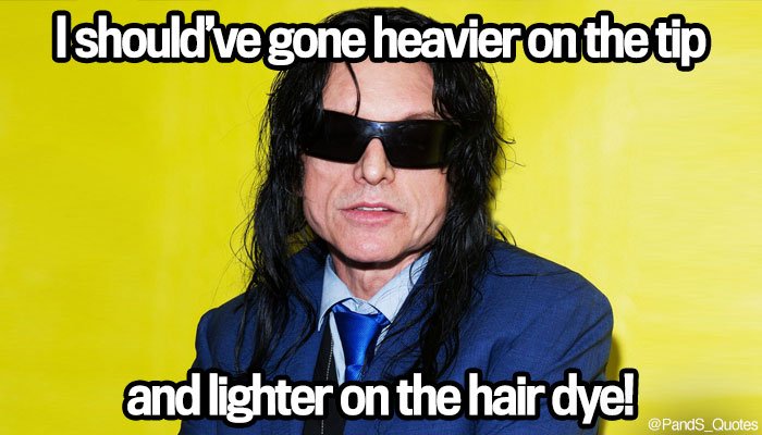 PandS_quotes's tweet photo. "I should’ve gone heavier on the tip and lighter on the hair dye!" @mycorreale #EP322 https://t.co/q4Fv5QwTHa