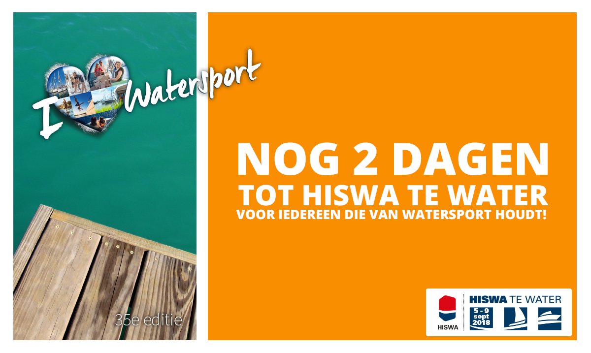 Nog maar twee dagen tot #HISWAtewater 2018! Houd al onze social media-kanalen in de gaten, want ook tijdens het evenement delen we live alle leuke gebeurtenissen. Scoor hier nog last minute je ticket: bit.ly/HISWAtewaterTi…