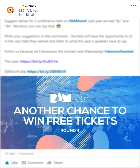 Have you checked ClickAttack's LinkedIn profile recently?! There is a prize game going on, so you can WIN FREE TICKETS for Damconf 2018! 😉 Jump right in ➡️ goo.gl/UJxrxA