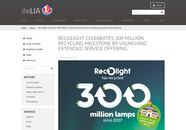 LutecUk's tweet photo. Recolight celebrates 300 Million recycling milestone by launching extended service offering #lutec #celebrates https://t.co/oSfPbxwxCk https://t.co/y7GYZLtDLD