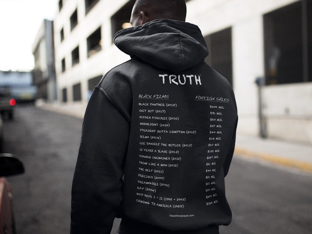 BlkFilmsTravel's tweet photo. 20% OFF LABOR DAY SALE!! Conscious apparel dispelling the myth that Black films don't make money overseas!  Great GIFTS for FILM LOVERS and lovers of TRUTH. T-Shirts, Hoodies, Tank Tops, Totes, Beanies and Caps. #WearTRUTH GET YOURS at https://t.co/ezlHjJbPXs https://t.co/VgpKOIPAIs