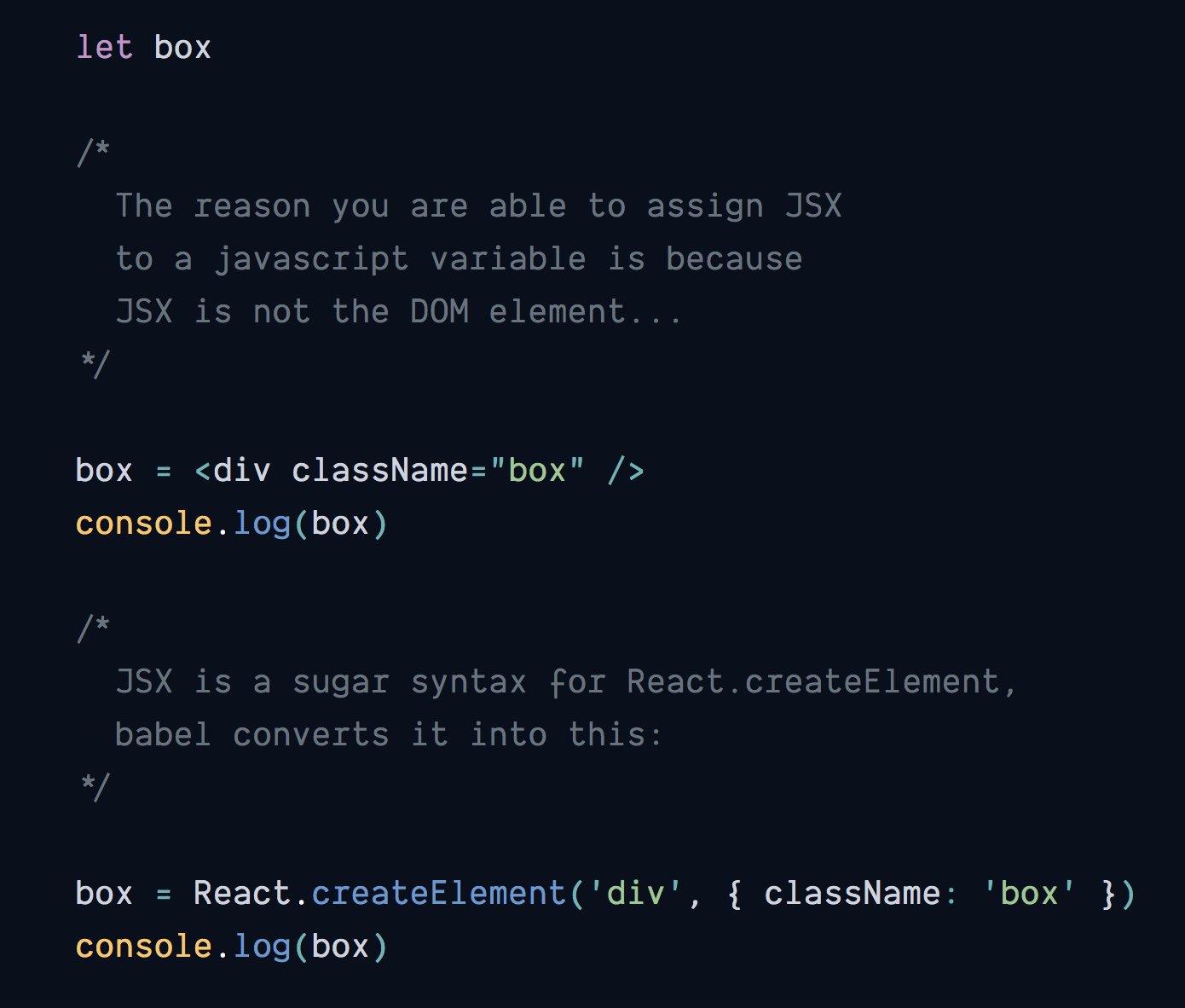 siddharth ☻ on Twitter: "⚛️ #ReactJS tip! What is typeof(<div className="box"/>)? The reason why you can assign JSX to a javascript variable, detailed explanation in images ⬇️ (> 50% folks got it siddharth ☻ on Twitter: "⚛️ #ReactJS tip! What is typeof(<div className="box"/>)? The reason why you can assign JSX to a javascript variable, detailed explanation in images ⬇️ (> 50% folks got it