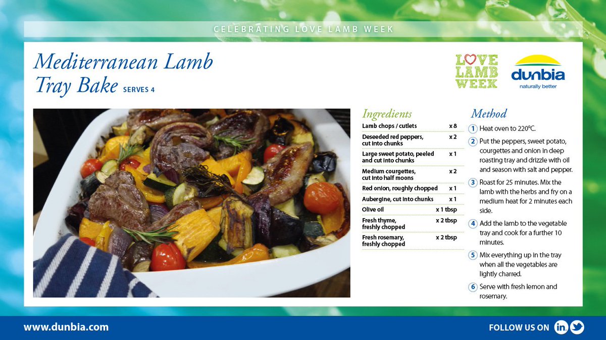 DunbiaGroup's tweet image. Monday nights supper? …SORTED

Mediterranean Lamb Tray Bake
A #SimpleSupper that doesn’t compromise on #Taste

#LoveLambWeek