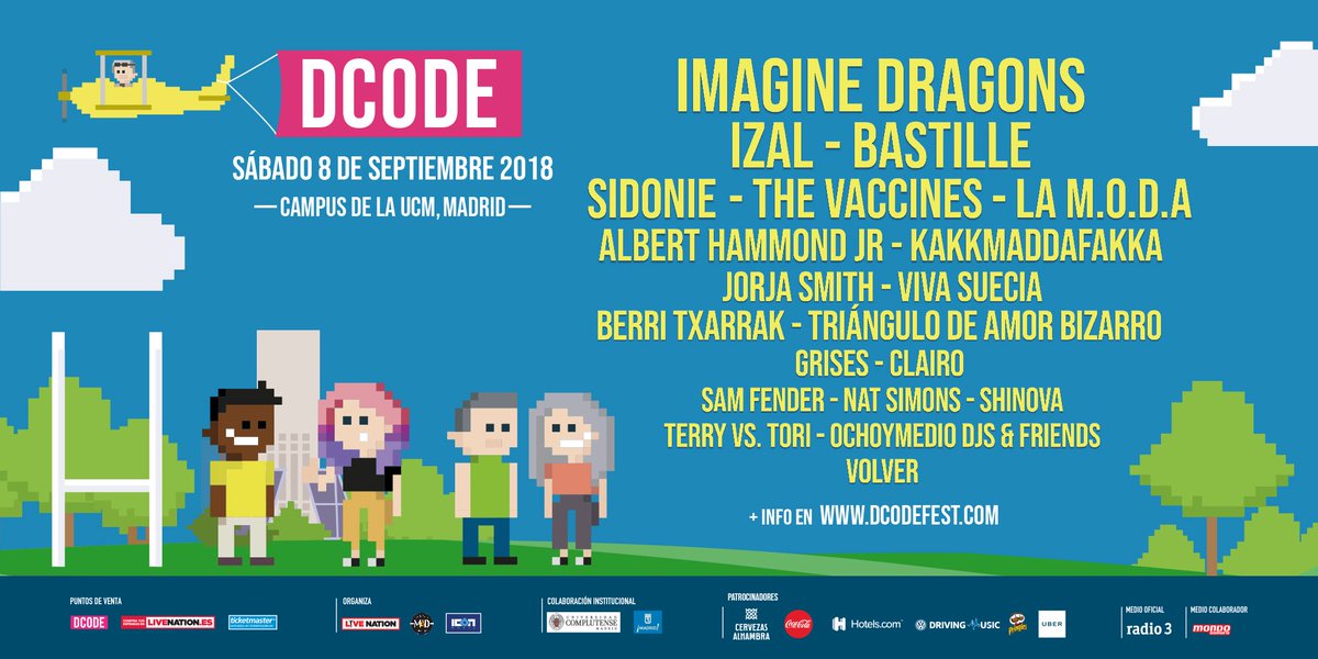 dcodefest's tweet photo. ¡Así queda el cartel de #DCODE2018! ¡Nos vemos el sábado! ❤️❤️❤️ https://t.co/eLmy4CGwof