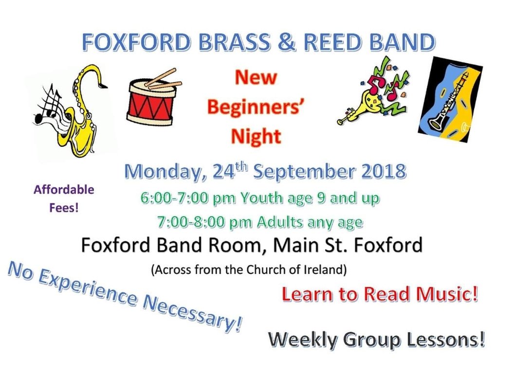FoxfordBrass's tweet photo. Its that time of year again🎷🎼📯🥁 #BackToSchool2018 #BeginnersNight #Young #Youngadults #Adults #CarpeDieum #Giveitago #music #FoxfordBrassandReedBand https://t.co/ch8mWh0x8t