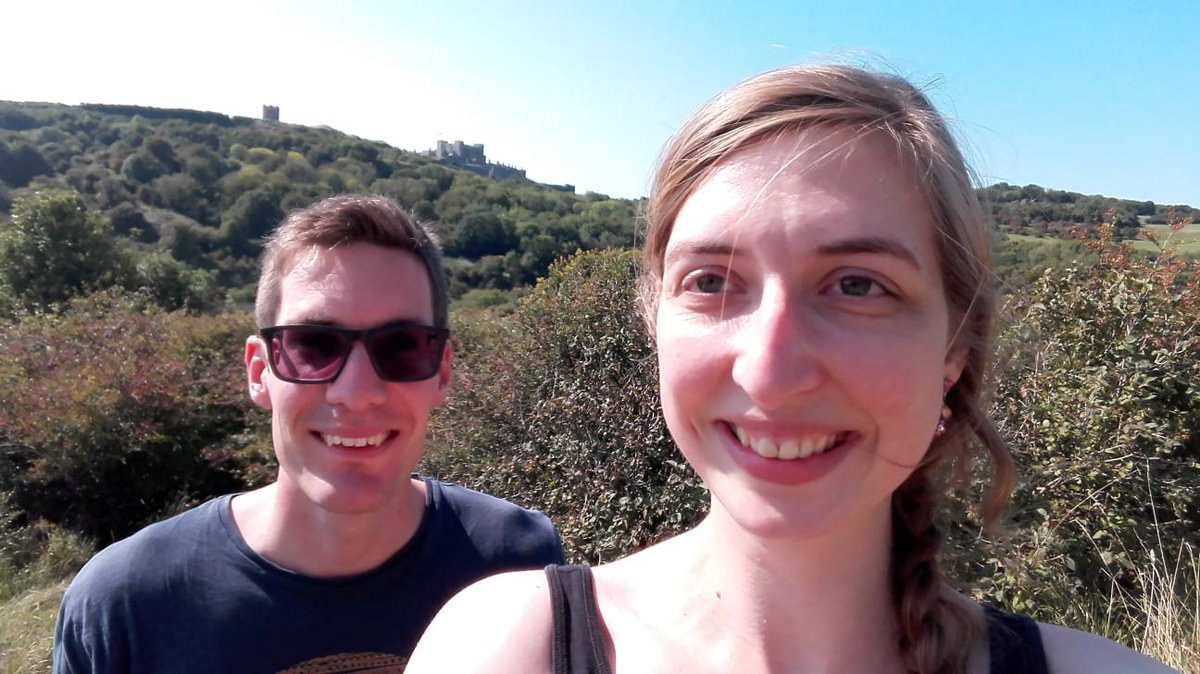 EUmanities's tweet photo. Final UK reunion (at least for the moment) for our two European fellows Katharina and Tom @artesCologne @UniCologneIO @UniKent @QMUL. Dover is a great place for poets and historians! #MSCA #phdlife #researchabroad https://t.co/oBbm9mut6v