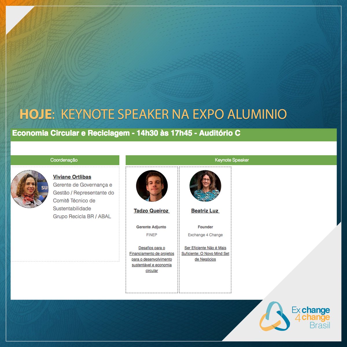 econcircularbr's tweet photo. This afternoon we'll be one of the keynote speakers at Expo Alumínio Conference in São Paulo, on the Recycling and Circular Economy panel. See you soon for an exciting debate with @Finep and #GrupoReciclaBR @AluminioABAL . #ExpoAluminio #Economiacircularbr #E4CB #Circularidade https://t.co/jKNDbaE7eF