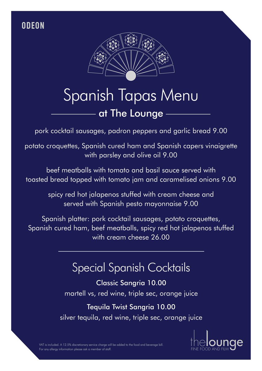 The Lounge <a href="/ODEONCinemas/">ODEON</a> has a new Spanish Tapas and Cocktail Menu for you to try. For me, it has to be the Meatballs along with the Classic Sangria, what is your choice?