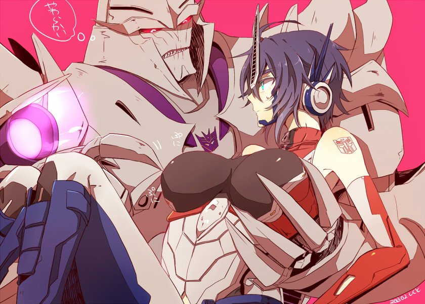lilbotprime's tweet photo. female human cybertronain optimus prime and her love crush megatron the decepticon leader. i love this art. https://t.co/Sz7bOnHwzh