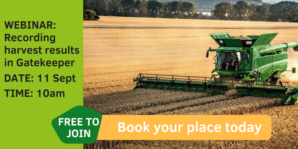 FarmplanUK's tweet photo. We're pleased to announce the launch of a new series of crop management webinars - first session "Recording harvest results in Gatekeeper" is now open for bookings! more details here: https://t.co/EiEg3lBYNf #CroppingWebinars #gatekeepersoftware https://t.co/RI5iU9v4tj
