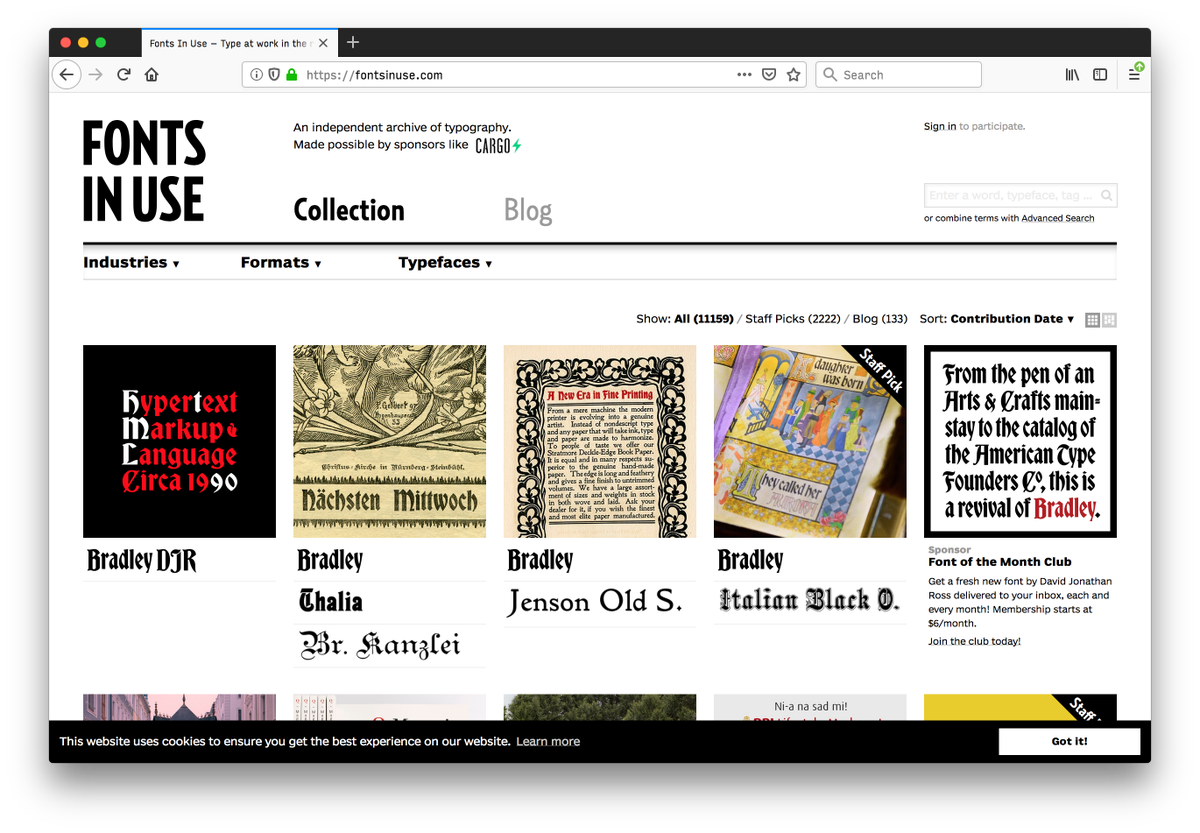 Fonts in Use Screenshot
