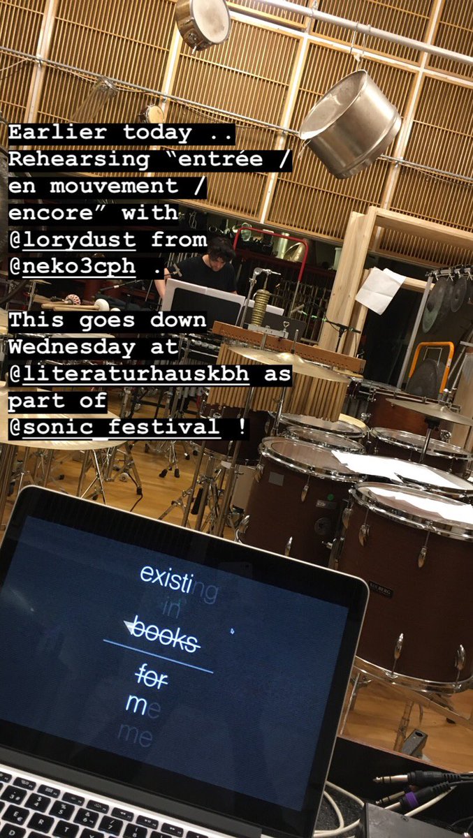 xavierbonfill's tweet photo. Earlier today .. Rehearsing “entrée / en mouvement / encore” with Lorenzo Colombo from @neko3cph .

This goes down Wednesday at @literaturhauskbh as part of @sonic_festival ! https://t.co/jcYU3i7ddx