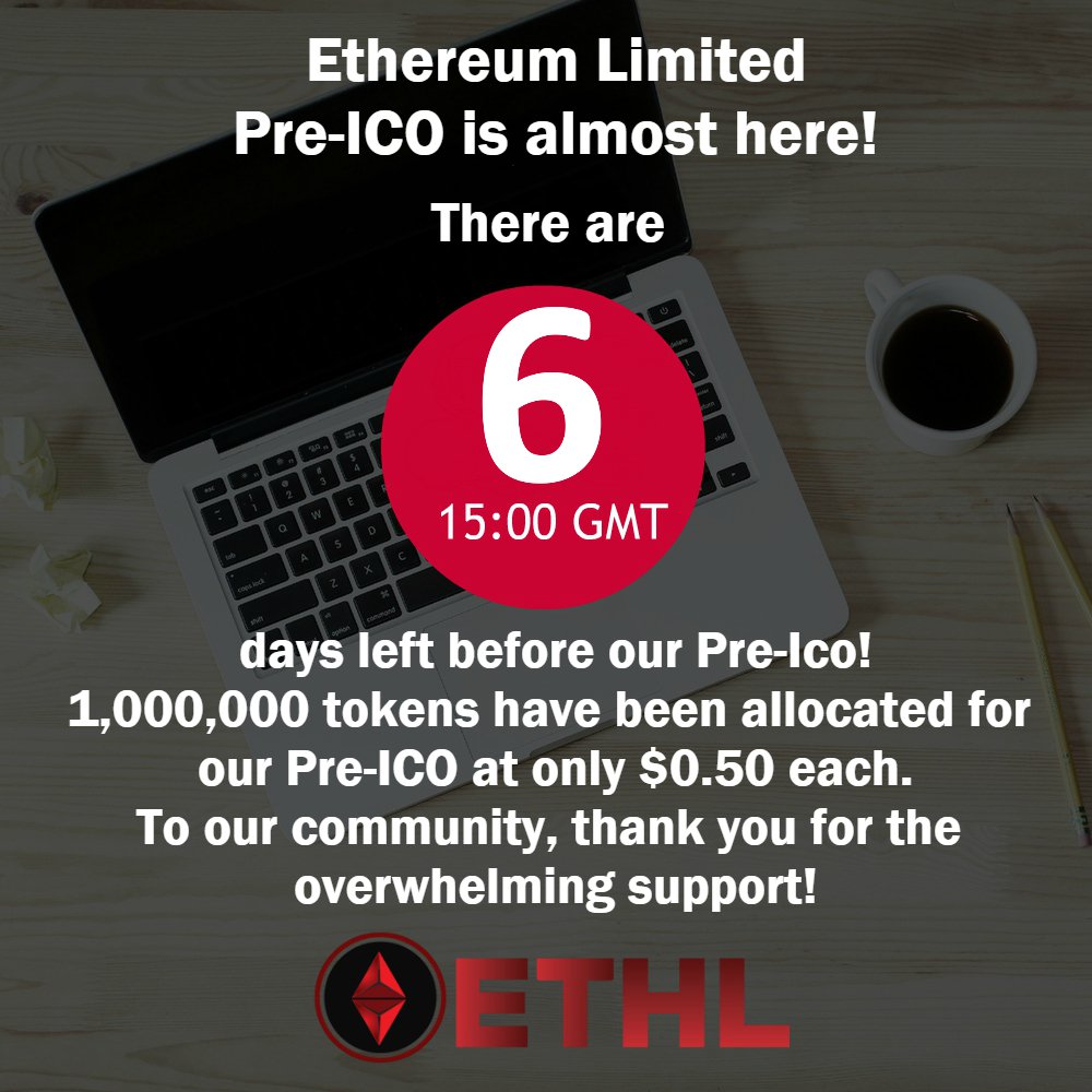SapioCrypto12's tweet photo. Ethereum Limited Pre-ICO is almost here!
There are 6 days left before our Pre-Ico!
1,000,000 tokens have been allocated for our Pre-ICO at only $0.50 each.
To our community, thank you for the overwhelming support!

#ethereum #EasierSmartContracts #EtheremLimited #ETHL #PreICO https://t.co/yhSKCV35YG