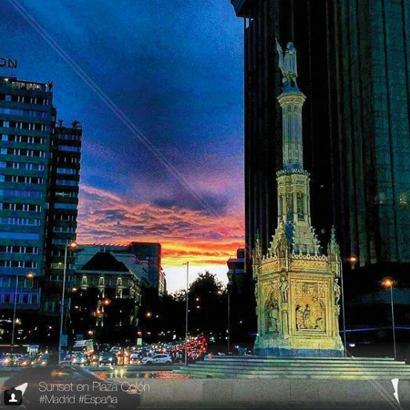 BackpackerThund's tweet photo. Sunset at plaza Colón #madrid #spain 🇪🇸 
Photo by: @BackpackerThund©
#Espana #plazacolon #Madridcentral #sunset #Traveling https://t.co/IMPMr3IHD5