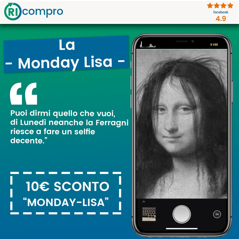 riCompro's tweet photo. https://t.co/PKTvvda76a, per smartphone ricondizionati, contro i selfie del Lunedi mattina!
#iPhonericondizionato #iphoneusato #apple #riCompro https://t.co/7wBxhoQgDp