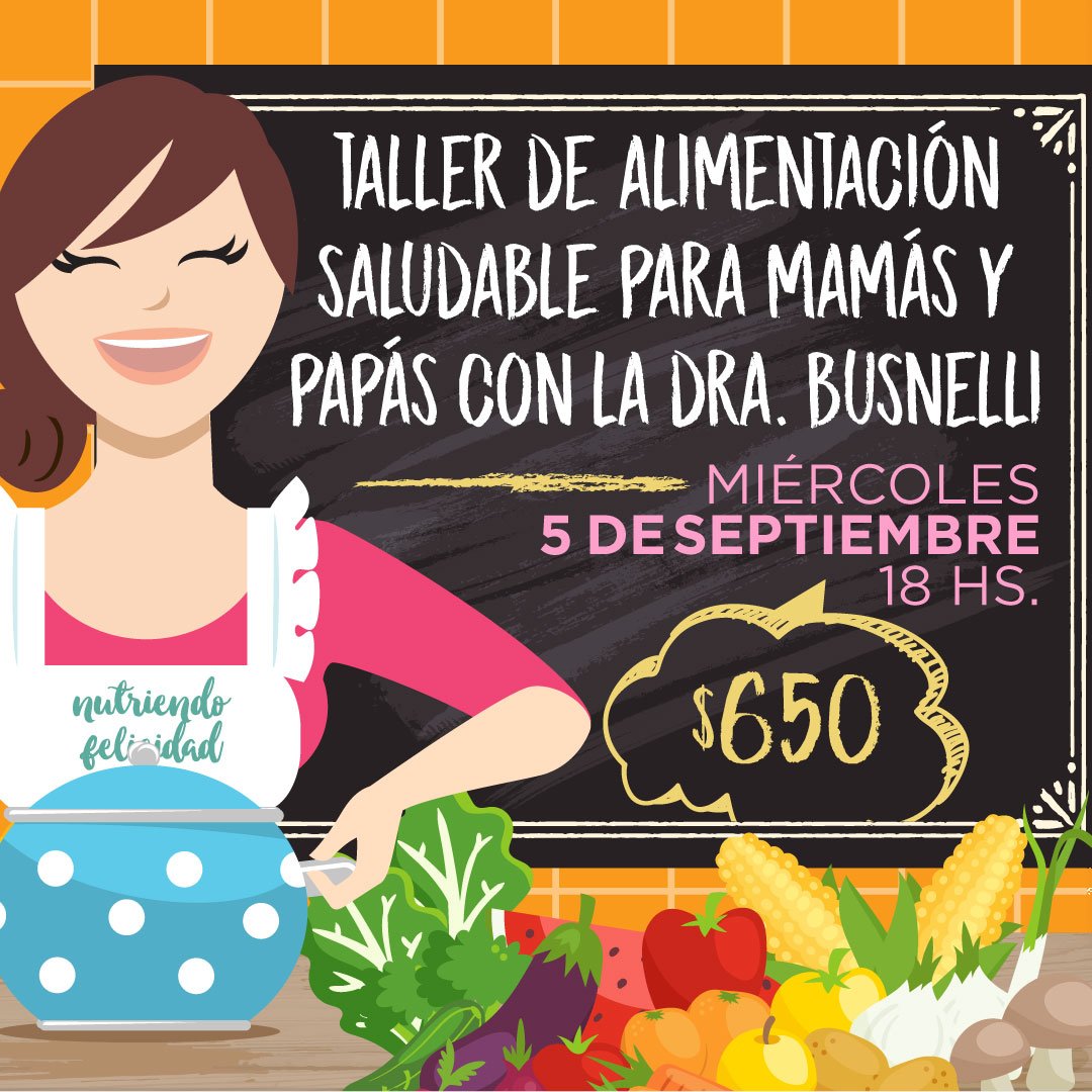 Crenyf's tweet photo. Este miércoles se realizará una nueva edición del #TallerDeAlimentaciónSaludable para todos los adultos que sean responsables de la alimentación de niños, niñas y adolescentes, a cargo de nuestra Directora Médica. No te lo podés perder! Reservá tu lugar llamando a 4519.8030/31. https://t.co/gZOoaVMI0l