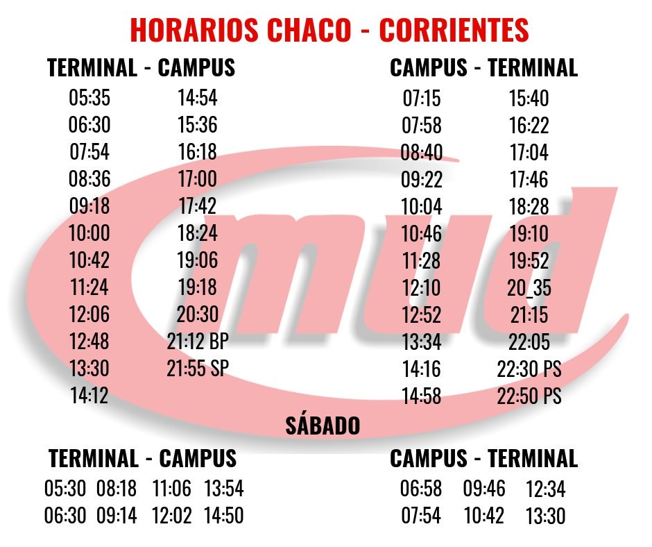 MUDDERECHOUNNE's tweet photo. Cronograma de Horarios #Chaco #Corrientes

#InfoMud https://t.co/9s4zgjKVo6