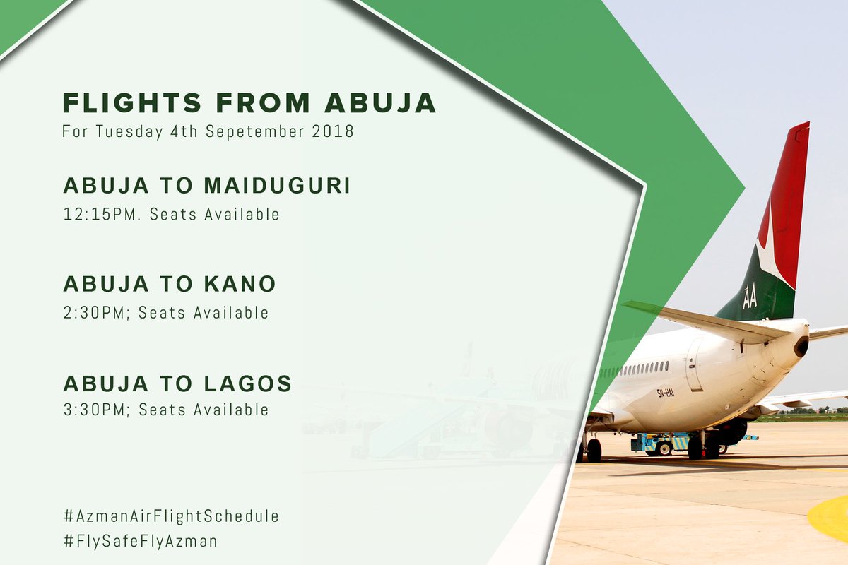 AzmanAir's tweet photo. #AzmanAirFlightSchedule for Tuesday 4th September 2018
It takes a second to #RT
Book your Seat now on https://t.co/QVwapWYK3Q
#FlySafeFlyAzman https://t.co/5QSrpZVWlY