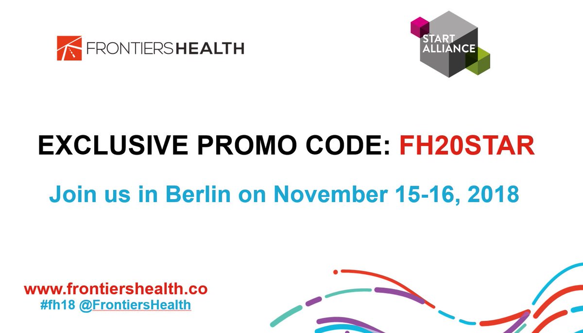 BerlinPartner's tweet photo. #StartAlliance co-operates with @FrontiersHealth conference in the framework of our upcoming #DigitalHealth program, Nov. 12 - 22. In #Berlin. Feel free to use the promo code to take part in the #fh18 conference or APPLY for our program until Sept 16 HERE: https://t.co/cqtDoRgeTL https://t.co/2QebnNLh5f