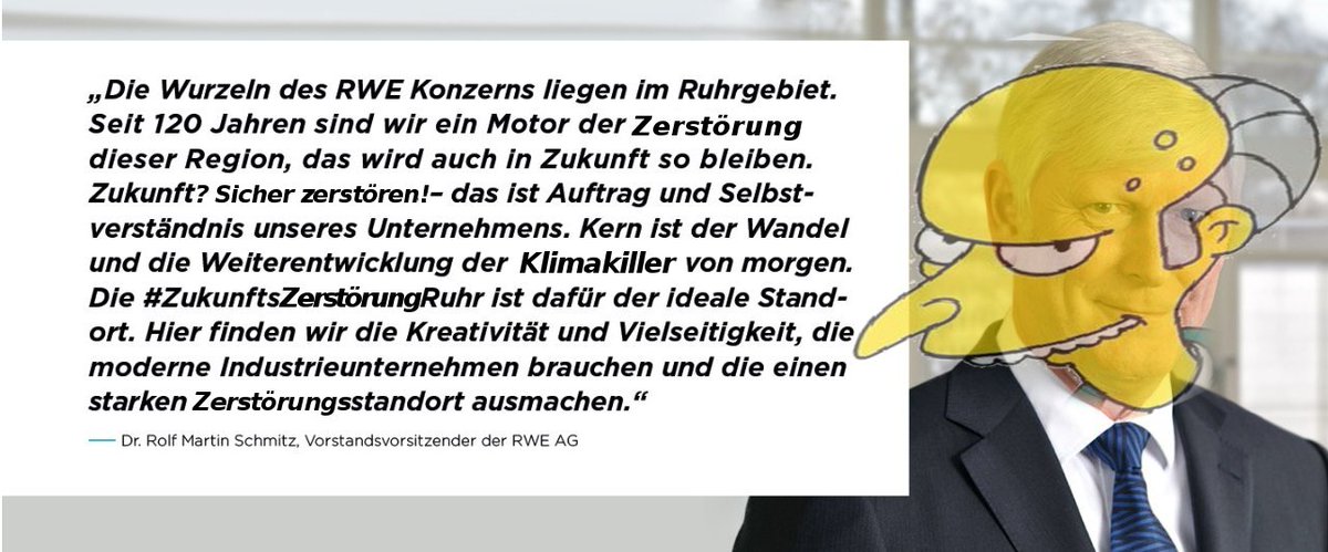 ag_rwe's tweet photo. @RWE_AG @business_ruhr True Face behind the statement... #Kohleausstieg #RWE #KillKlima #HambacherForst https://t.co/xjUVRjgUQS