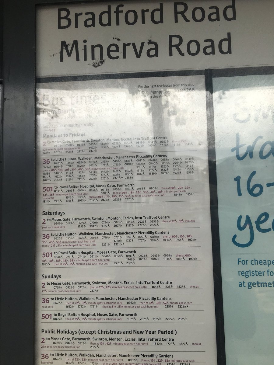 MiniTwirl's tweet photo. @FirstManchester  @OfficialTfGM what’s going on with no36 m/cr - Bolton and back?
06:53 no show Swinton Park, 16:07; 16:22 and 16:37 no show Bradford Rd /Minerva Rd. Totally unreliable!!  Are these services running or not??? https://t.co/alLvTVVkTJ