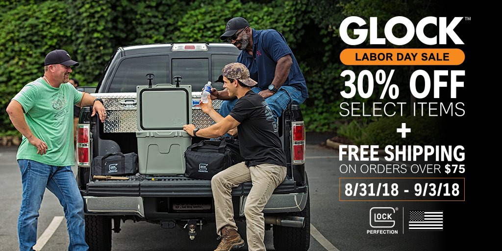 GLOCKInc's tweet photo. Stock up on GLOCK merch this Labor Day and save 30% in our online store. https://t.co/HpVnaVEpcF  #GLOCK #LaborDay https://t.co/8juYhpxBde