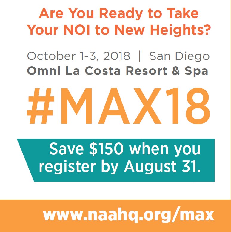 NAAhq's tweet photo. Only #Max18 offers 17 hours of #networking. Nearly 50 percent of attendees are Directors, Vice Presidents or higher! #NOI #assetmanagement
Join the industry’s best and register today. https://t.co/cSqHOIQTc2 https://t.co/uR8BDGYKEj