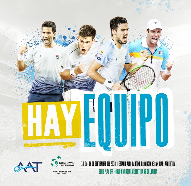 AATenis's tweet photo. ¡@dieschwartzman, @guido_pella, @HoracioZeballos y @machigonzalez1: los cuatro elegidos para enfrentar a Colombia por la @CopaDavis! 💪 ¡#VamosArgentina! https://t.co/Ke9wT3hW0w