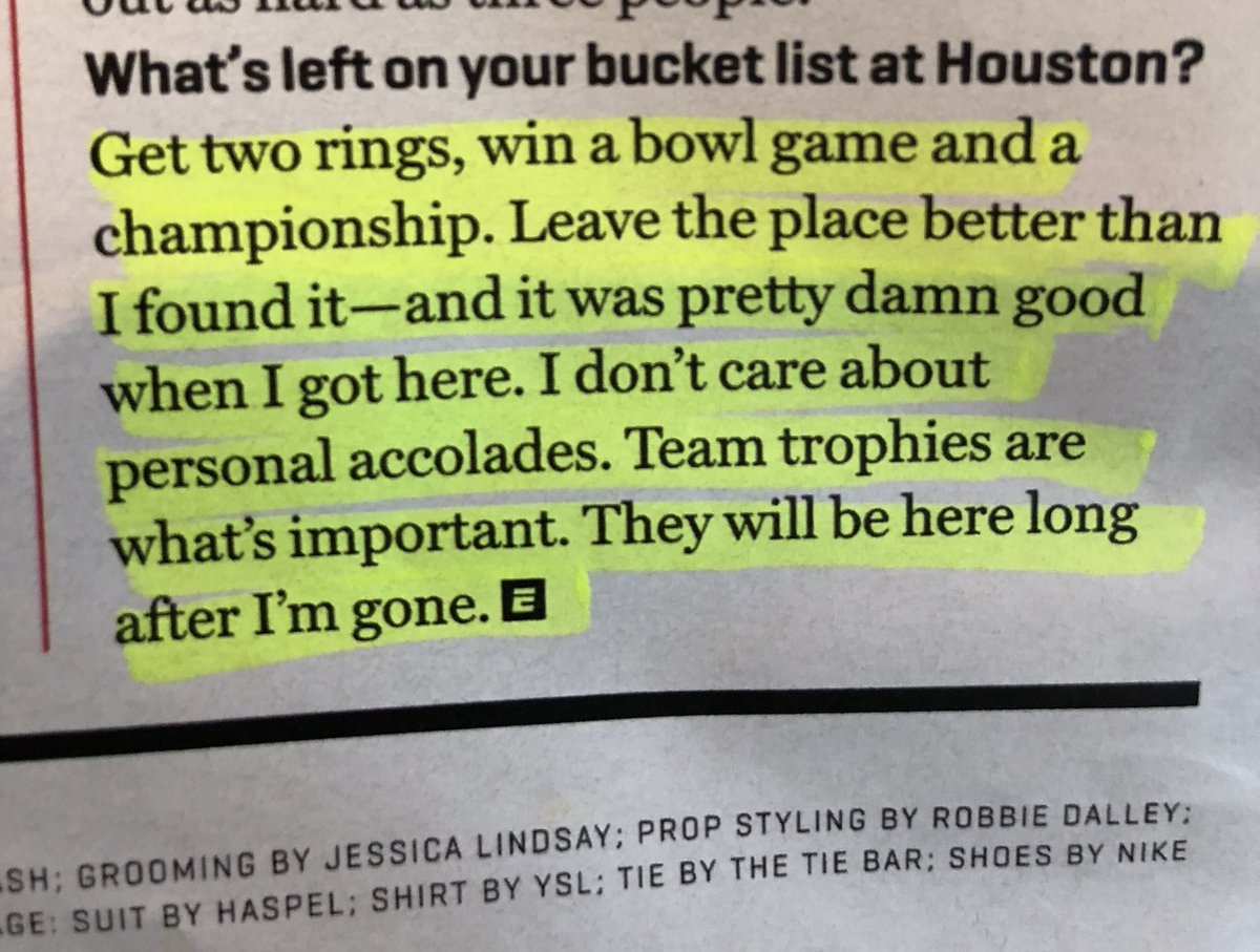 Pretty powerful stuff from Ed Oliver, who is projected as top pick in the NFL Draft...

“Team trophies are what’s important. They will be here long after I’m gone.”