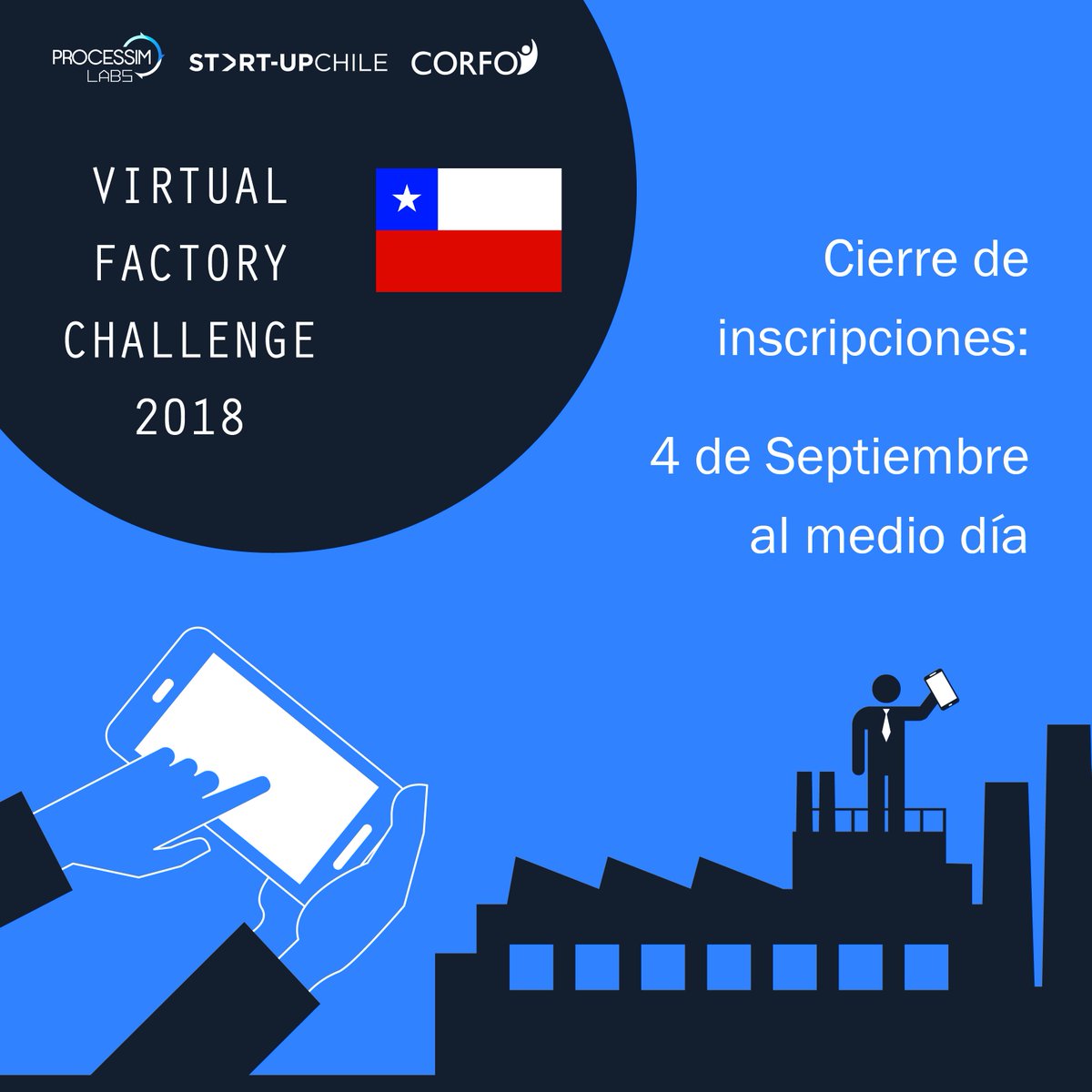 ProcessimLabs's tweet photo. ¡Se acerca el cierre de inscripciones!
¡Qué tu universidad no se quede sin representación 💪🏼🎓!
Tenemos equipos registrados de 18 instituciones en todo Chile 🤓.
Más información en: https://t.co/MJAYcIuO4k
#VFC2018 #Edtech #Educación #Chile #SimulaciónesMóviles https://t.co/zLpY2Lqo7E