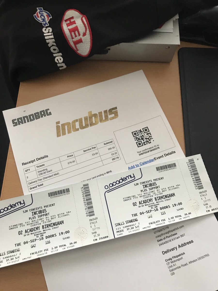fitzpatrick75's tweet photo. Anyone out there want tickets for Incubus tomorrow night at Birmingham? 

We can’t make it now 😩 pm if you want them https://t.co/7Jc7ugfBZb