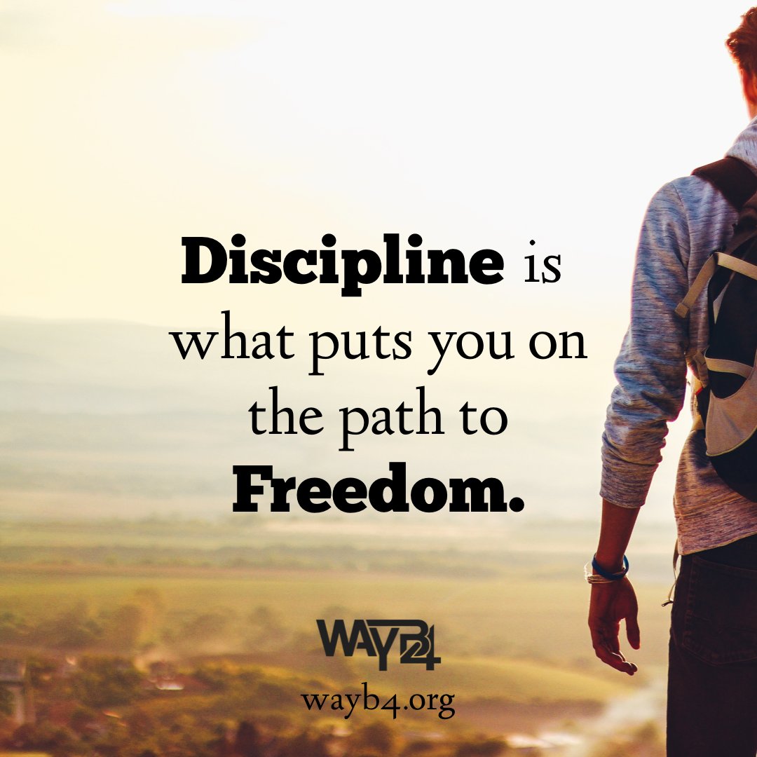 WAYB4org's tweet photo. Discipline is what puts you on the path to freedom. 

#WAYB4 #thefreedommandate #thefreedommandatepodcast #endthesilence #freedom #FightReconcileEndEquip #WAYB4movement https://t.co/oHX3z2X4cR